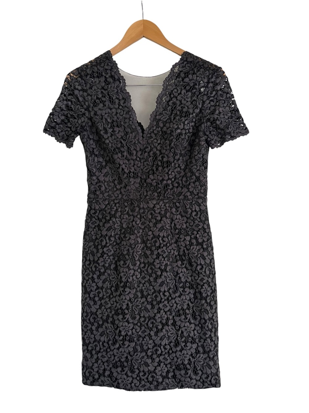 Theia Grey Lace Shift Dress 4